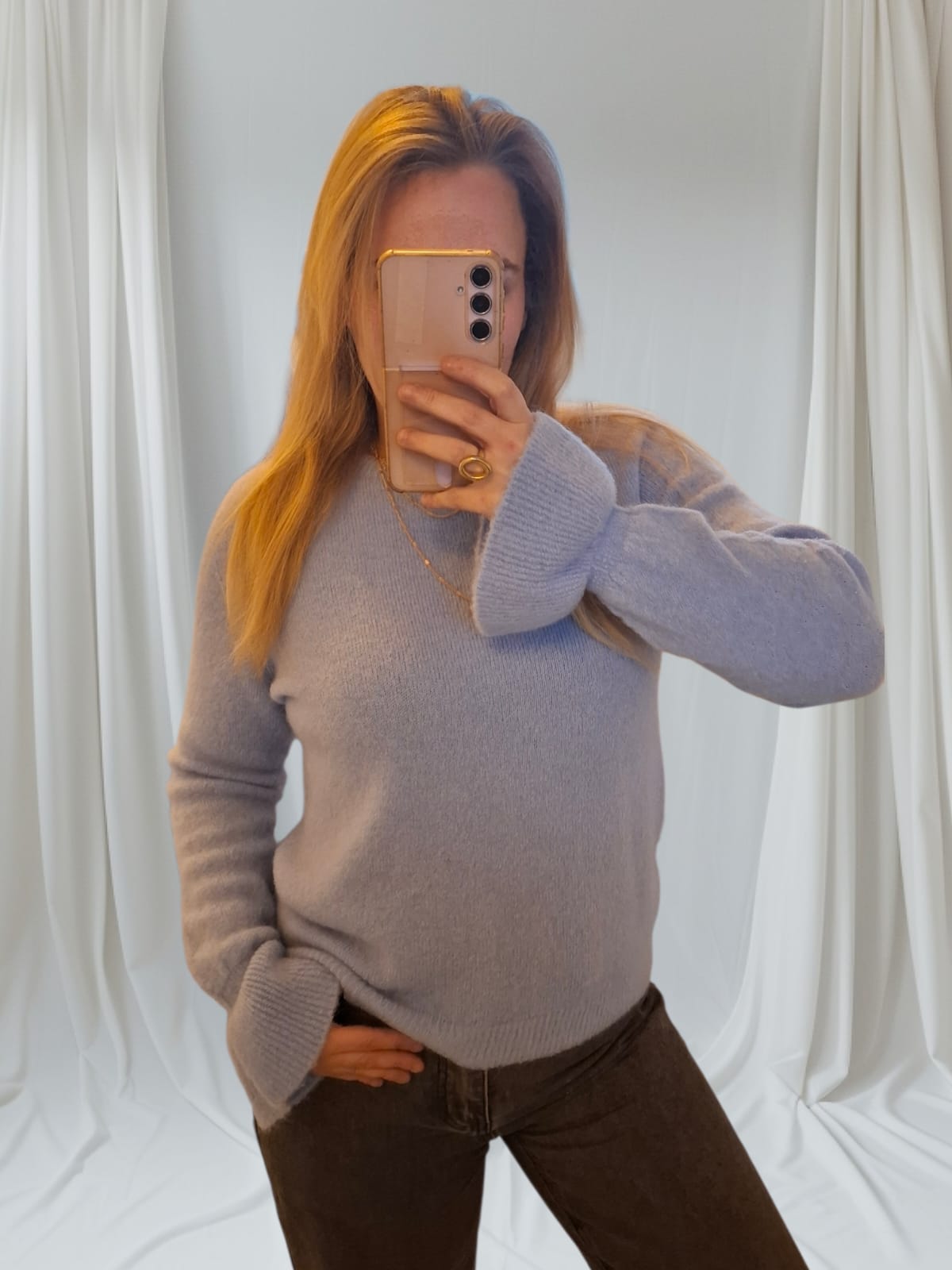 Soft Ruffle trui - Licht blauw