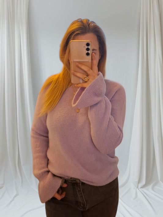 Soft ruffle trui - Lila