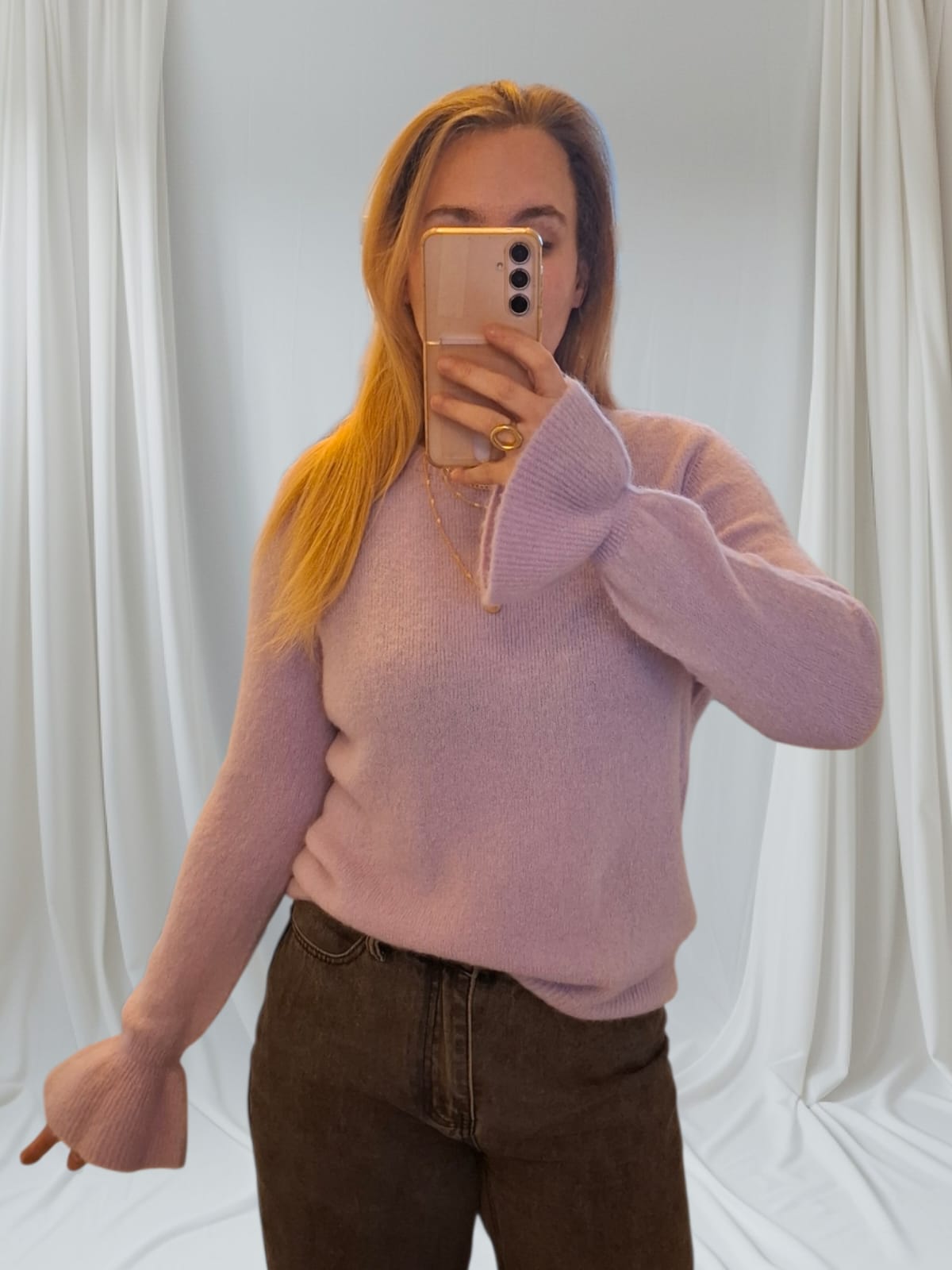 Soft ruffle trui - Lila