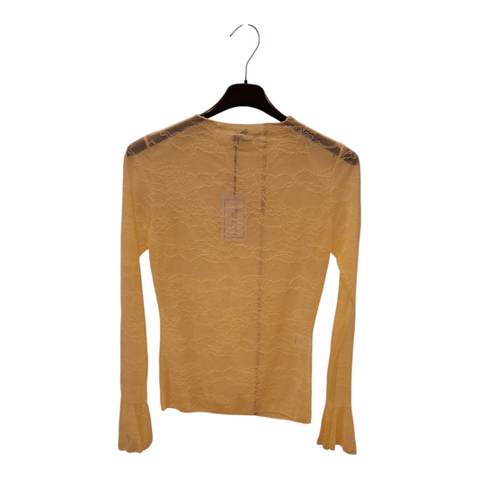 Kanten top met flair mouwen - Geel